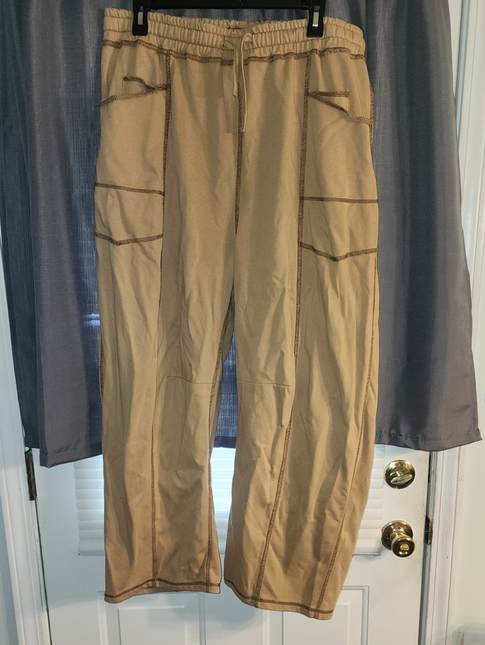 Casual Drawstring Cargo Pants - Tan